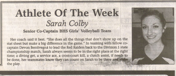 Sarah Colby Athlete of the Week